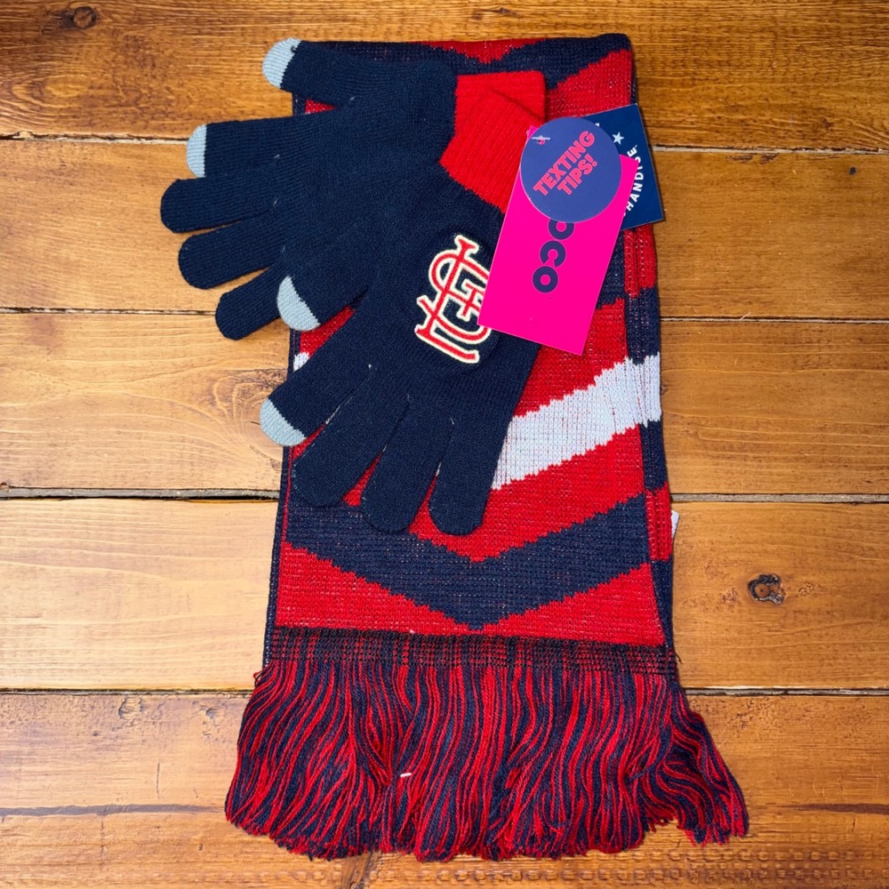 St. Louis Cardinals FOCO Scarf and Gloves Set Unisex OSFM Red Navy MLB Knit NEW